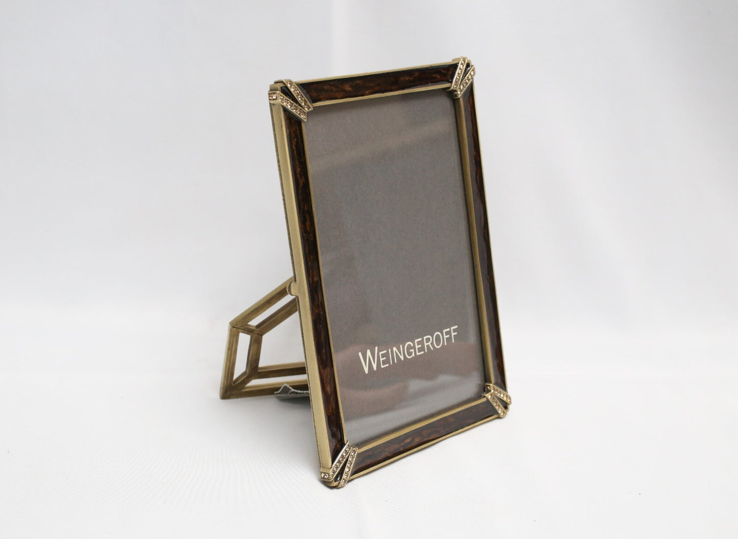 Weingeroff Todd Wood Brown Enamel Frame 4.5in x 6.5in w/ Swarovski Crystals