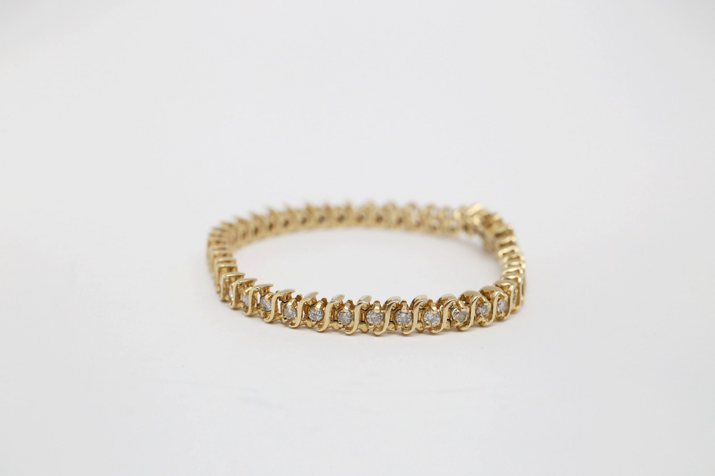14k Yellow Gold Diamond Tennis Bracelet, 7 inches - 13.7g