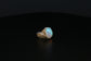 14k Yellow Gold Cabochon Opal & Diamond Ring, Size 8 - 11.0g
