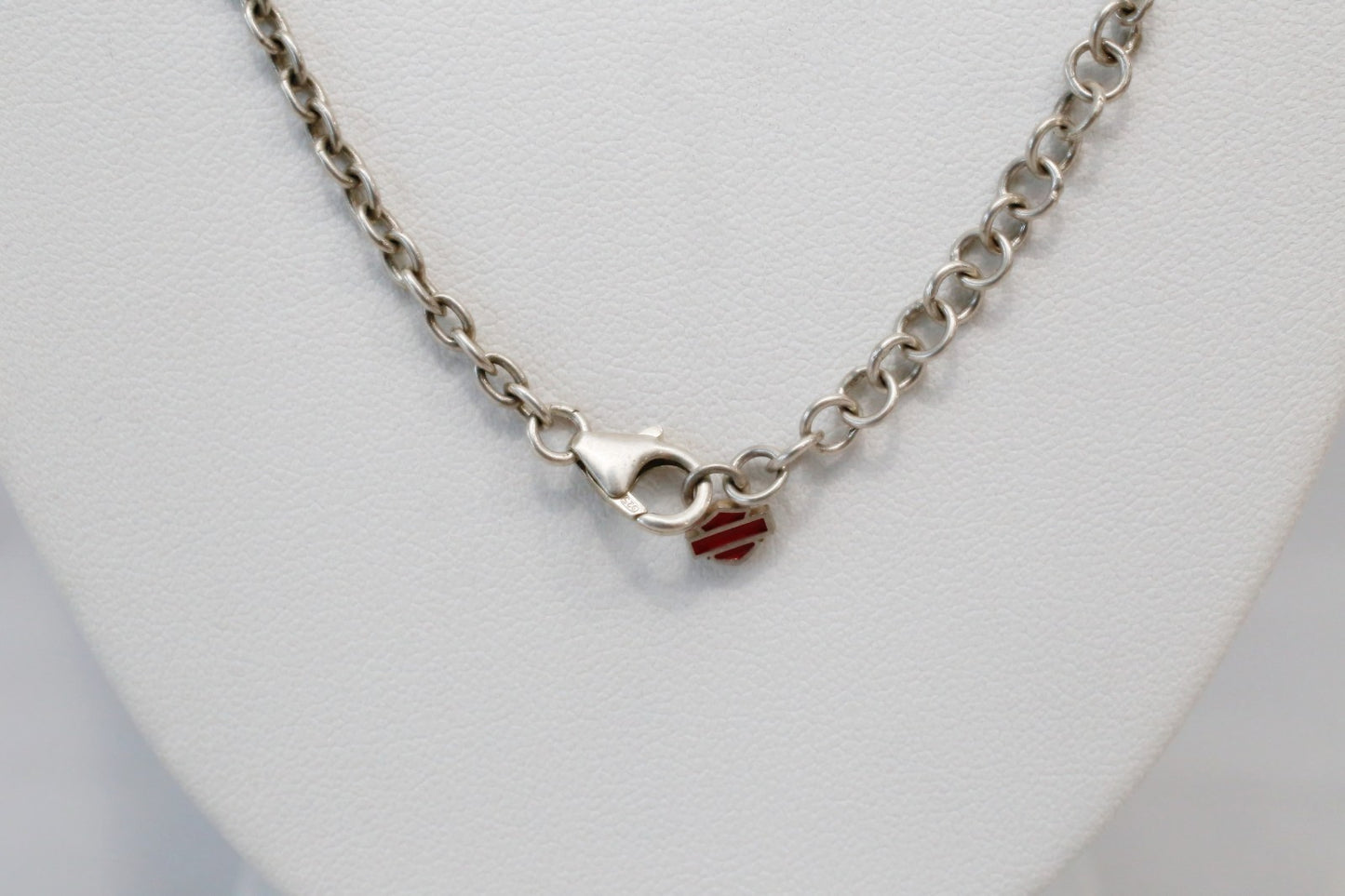 Vintage Sterling Silver Harley Davidson Winged Locket Necklace, 17 inches - 17.5g