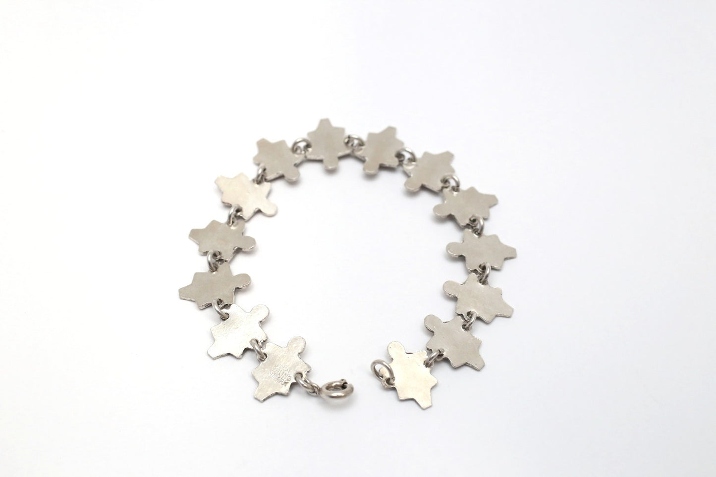 Sterling Silver Red Enamel Girl Link Bracelet, 6.5 inches - 11.0g