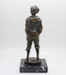 Vintage Bronze Whistling German Boy Sculpture, Signed V. Szczeblewski