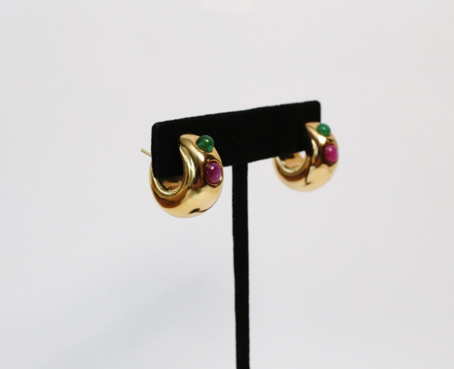 18k Yellow Gold Puffed Hoop Earrings, 4.8g