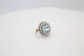 18k Gold Aquamarine & Diamond Cocktail Ring, Size 7 - 20.6g