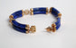 14k Yellow Gold Blue Lapis Lazuli Link Bracelet, 7.25 inches - 15.3g