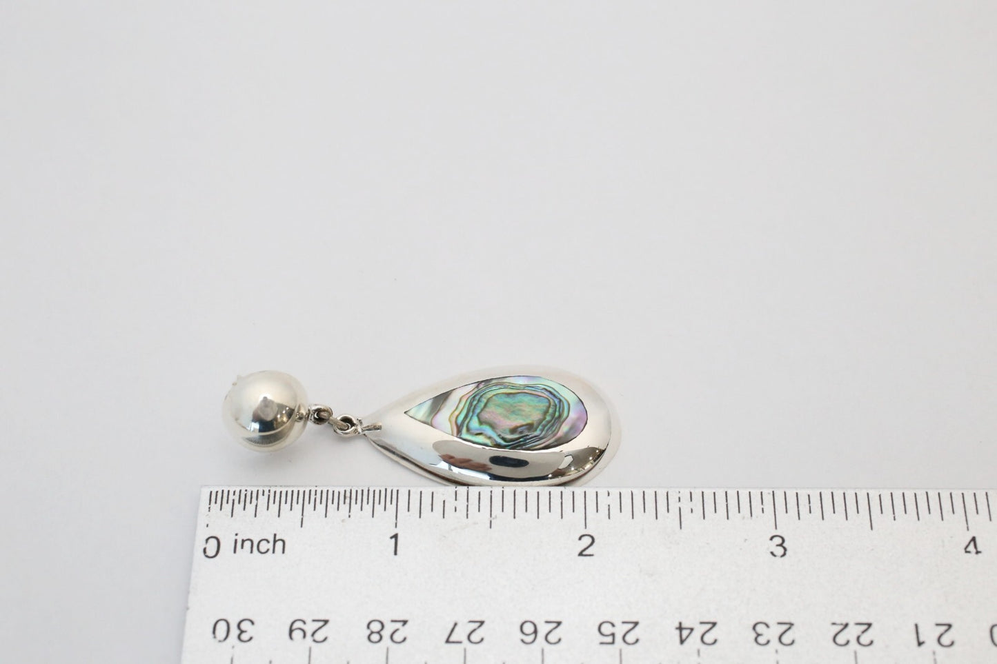 Mexico Sterling Silver Abalone Shell Dangle Earrings, 17.4g