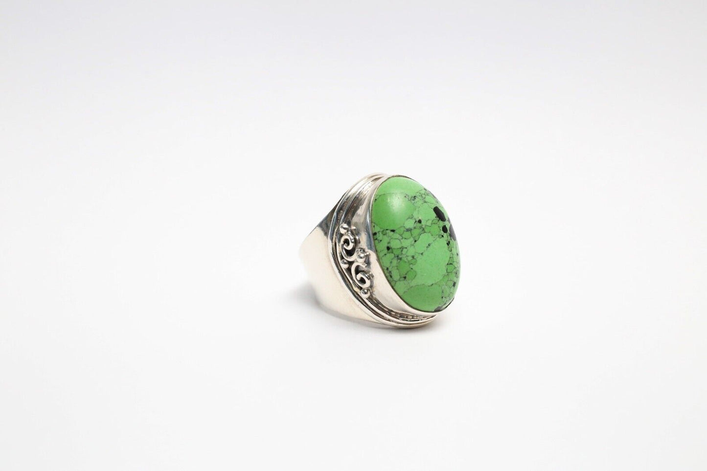 Sterling Silver Green Turquoise Ring, Size 7.5 - 16.6g