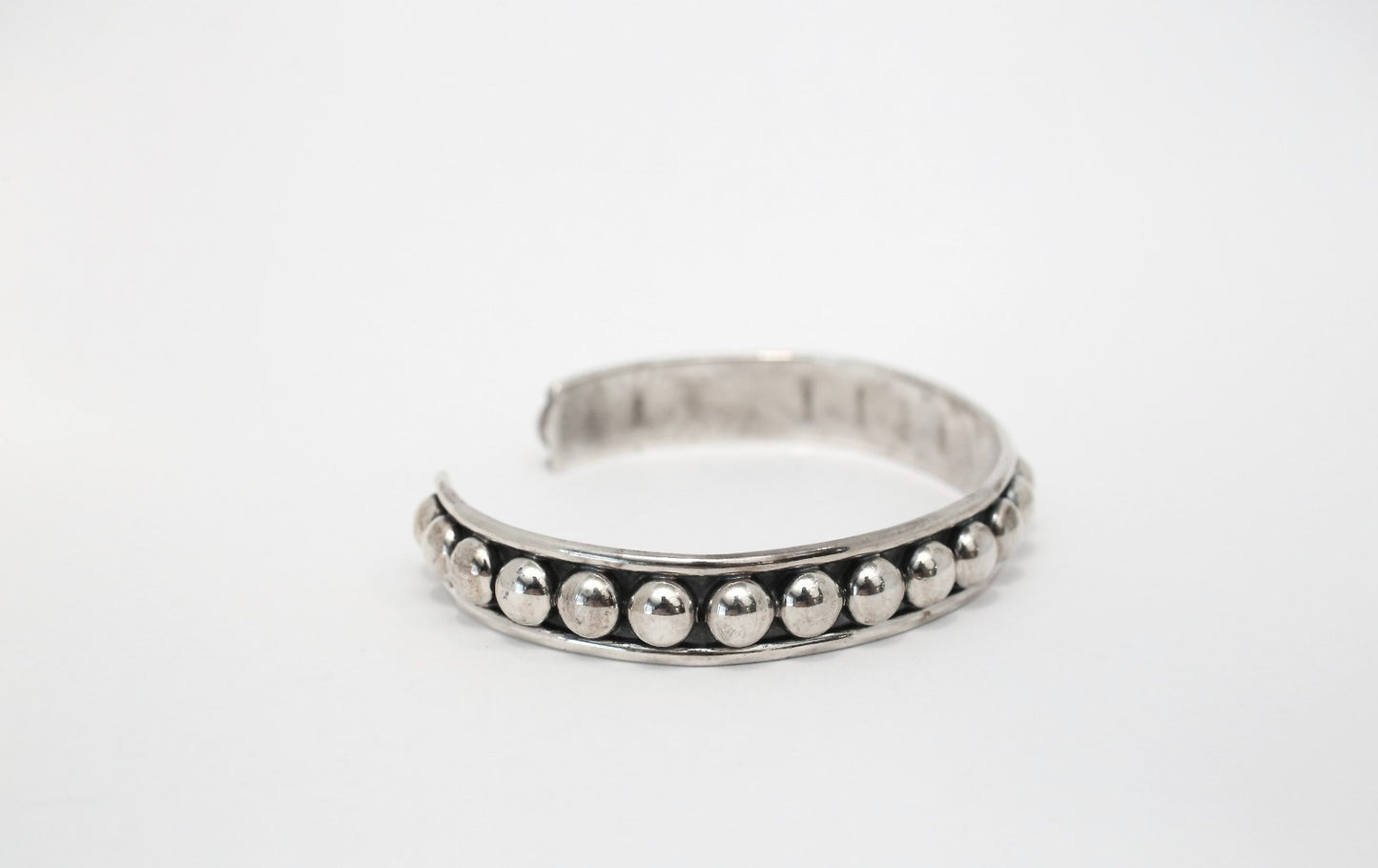 Sterling Silver Beaded Cuff Bracelet, 6.75 inches - 18.8g