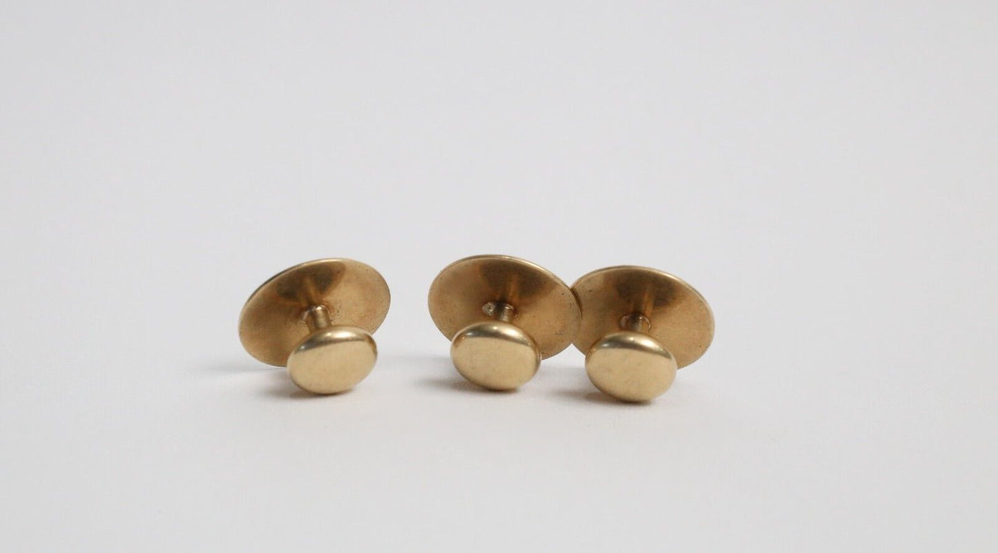 Vintage 14k Yellow Gold Shirt Studs Set of 3, 4.0g