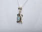 Native American Sterling Silver White Opal Turtle Pendant, 7.0g