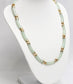 14k Yellow Gold Icy Green Translucent Jade Bar Link Necklace, 17 inches - 24.3g