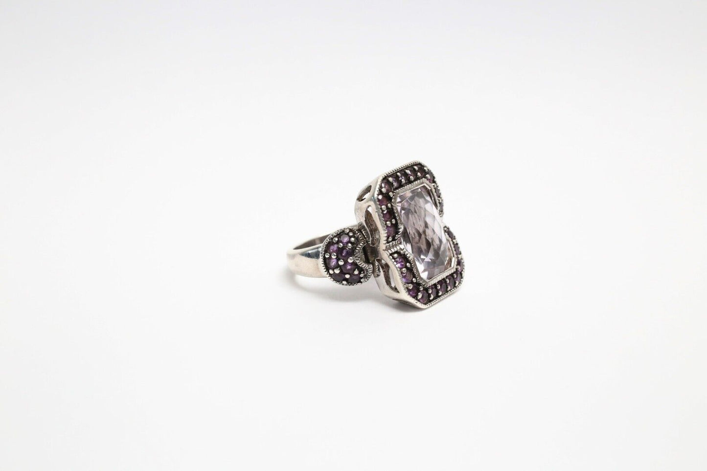 Sterling Silver Purple Quartz Ring, Size 7 - 10.6g