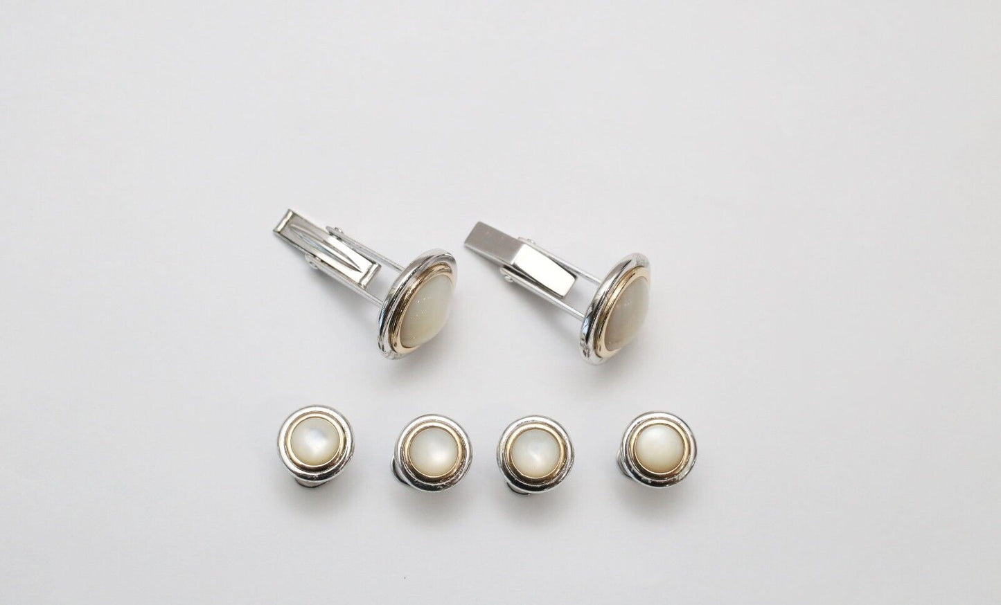 Vintage D&B Sterling Silver & 14k Yellow Gold Button & Cufflink Set, 17.5g