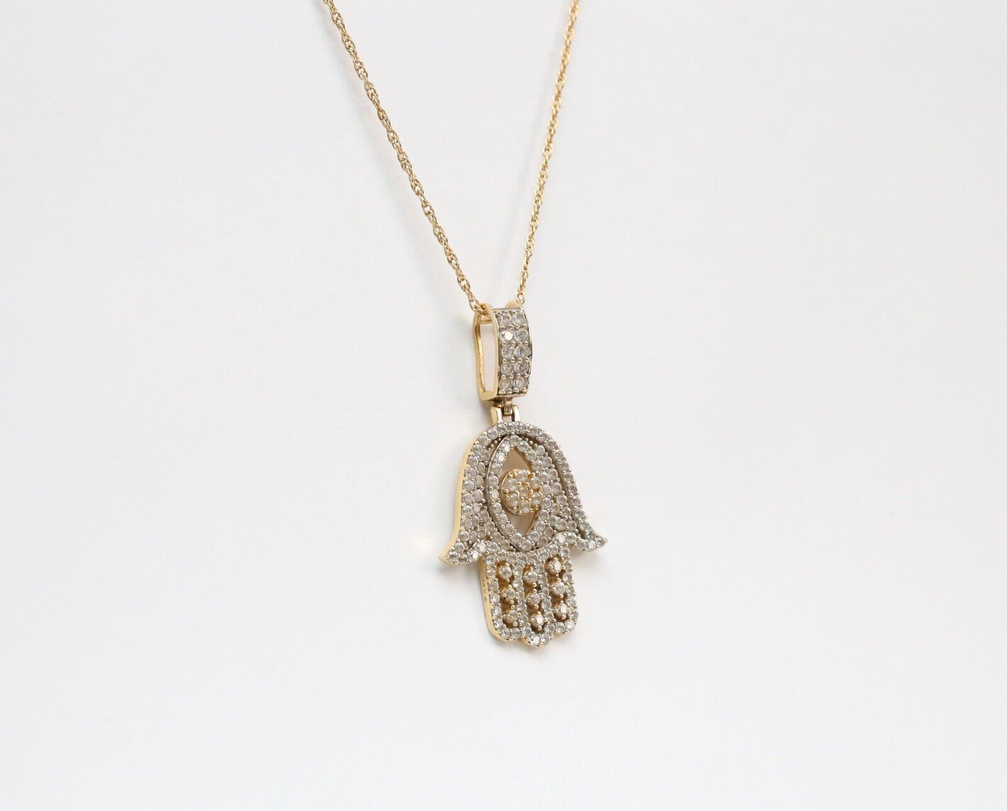 14k Yellow Gold Hamsa Hand Pendant, 4.0g