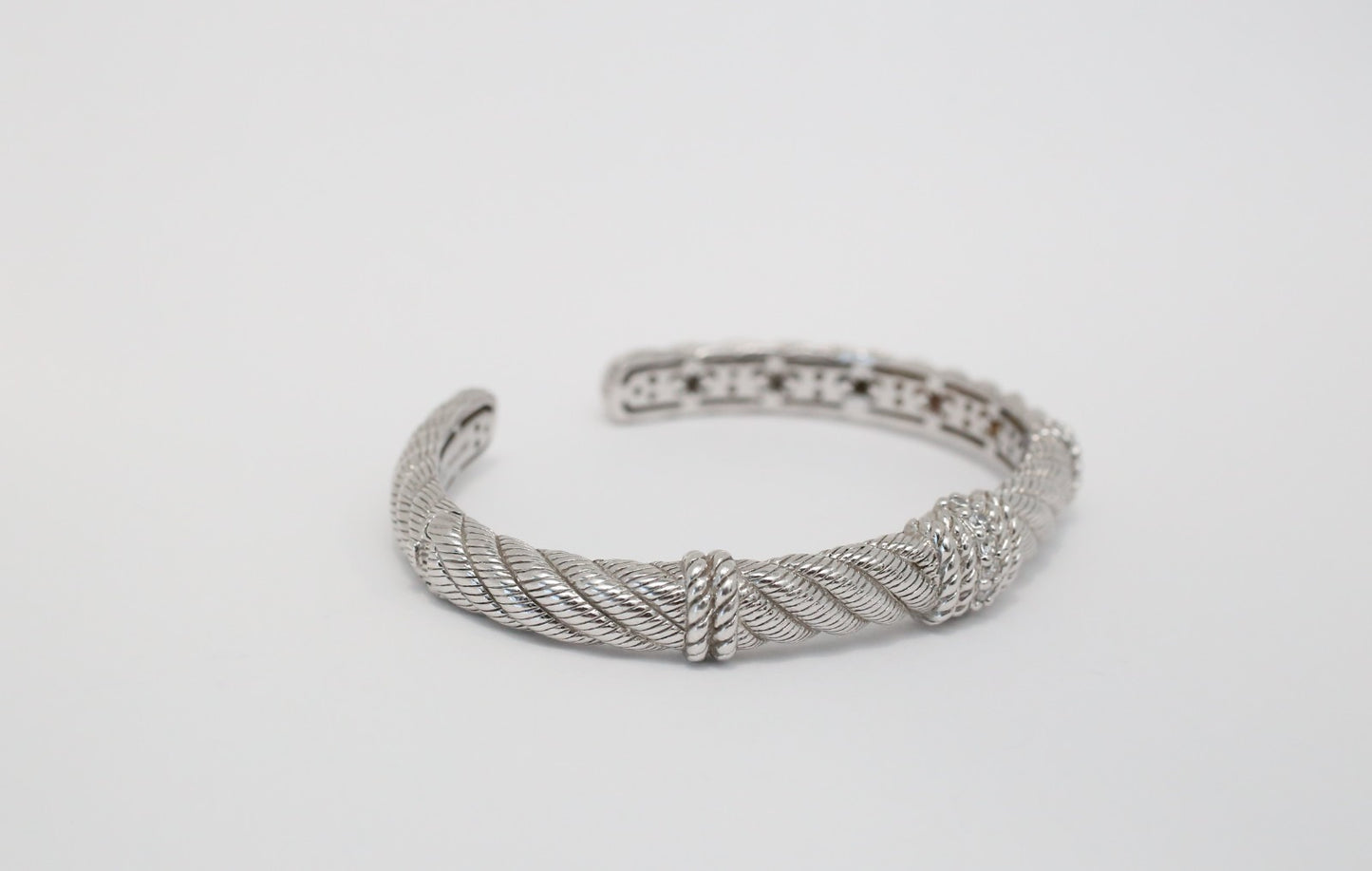 Judith Ripka Sterling Silver Twisted Rope Cuff Bracelet, 6.5 inches - 24.0g