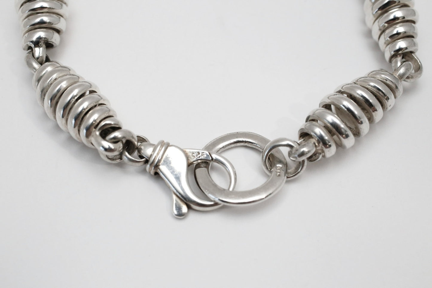 Sterling Silver Coil Link Bracelet, 9.75 inches - 69.6g