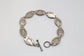 Sterling Silver Mother of Pearl Oval Link Bracelet, 9 inches - 24.7g
