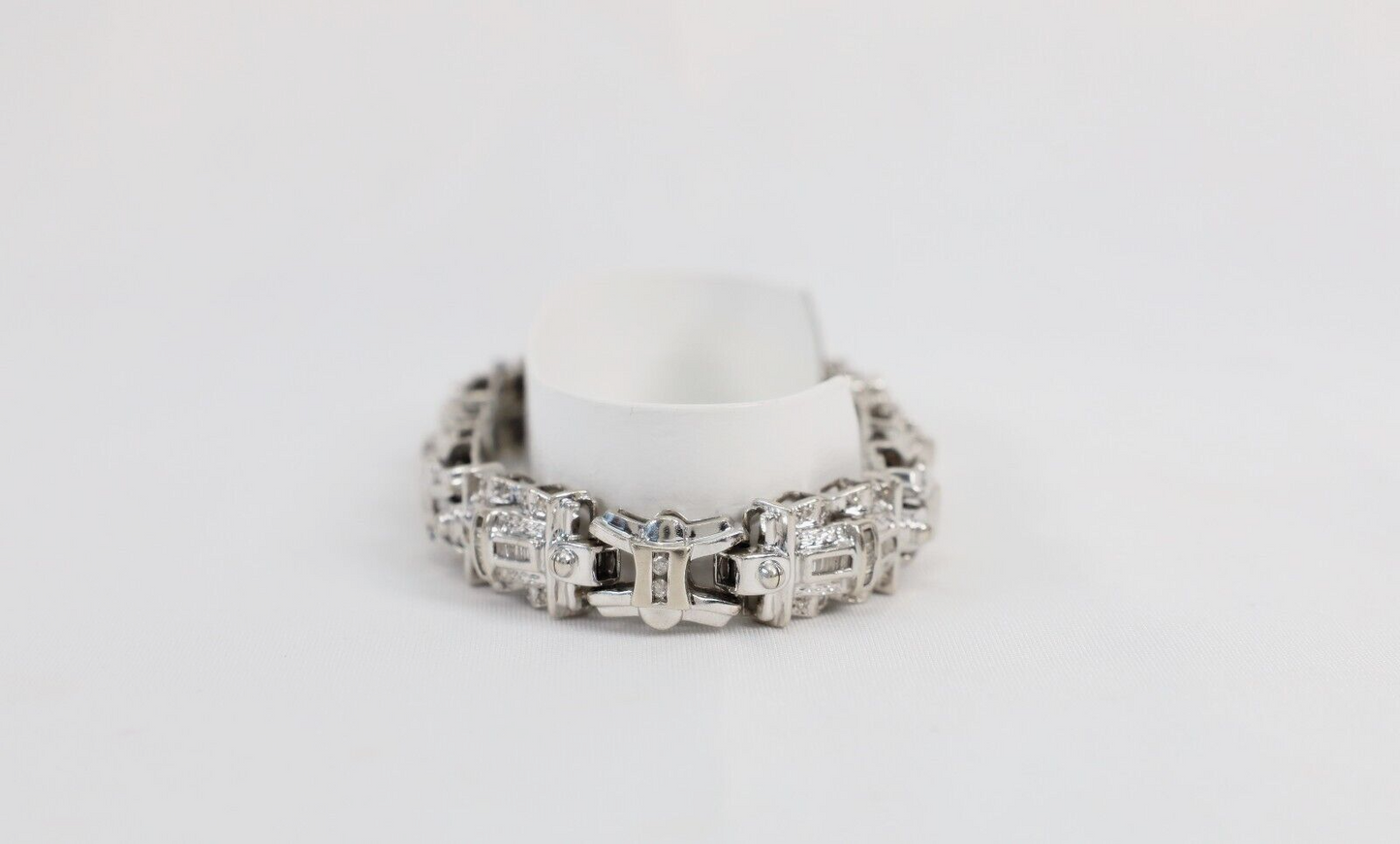 J Rodeo 14k White Gold Diamond Link Bracelet, 8.5 inches - 41.6g