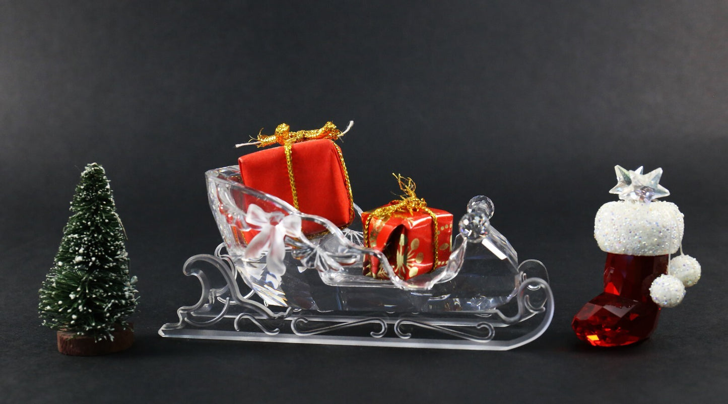 Swarovski Silver Crystal 205165 Holiday Sleigh Figurine