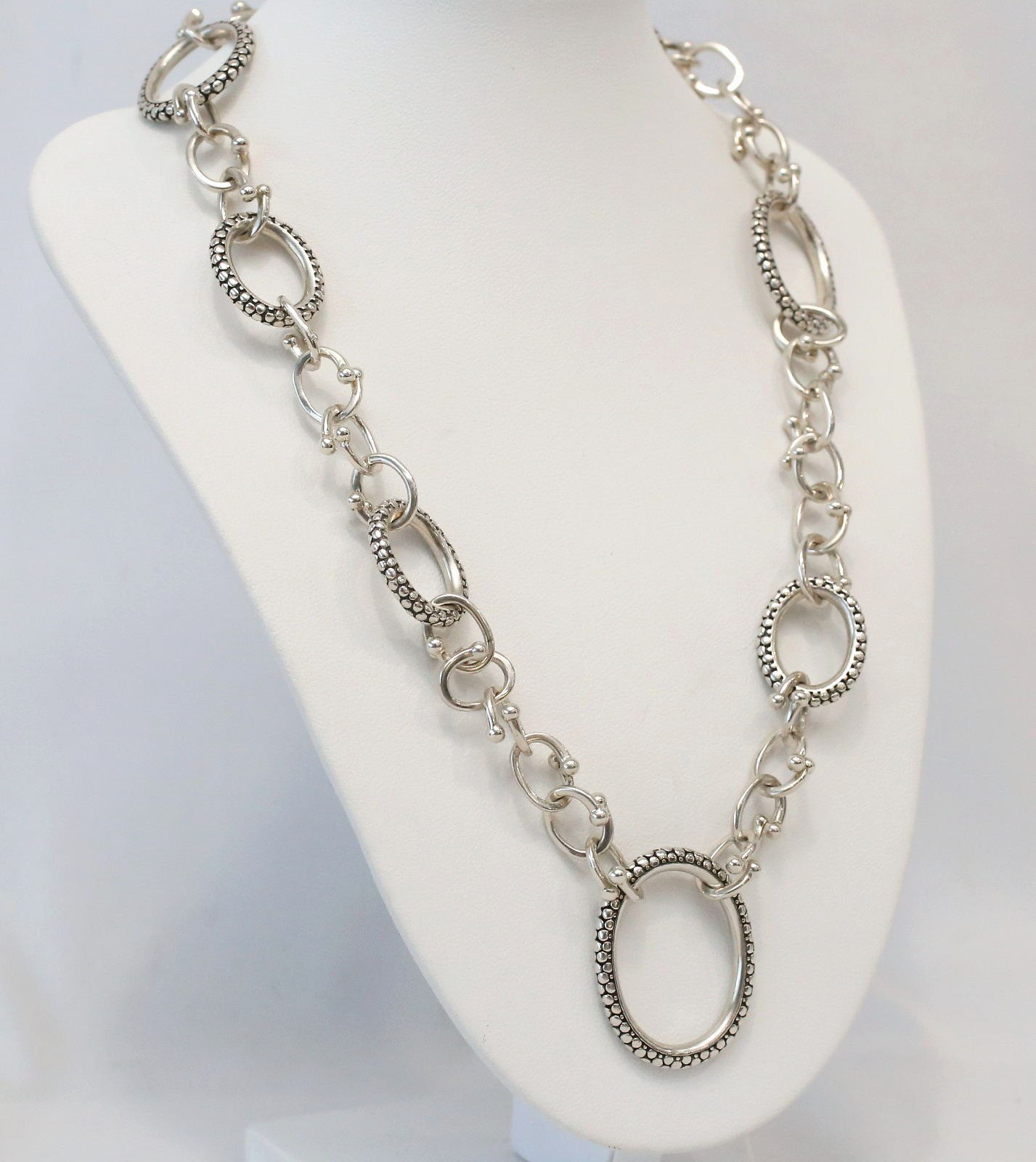 Vintage Michael Dawkins Sterling Silver Toggle Necklace, 18 inches - 61.5g