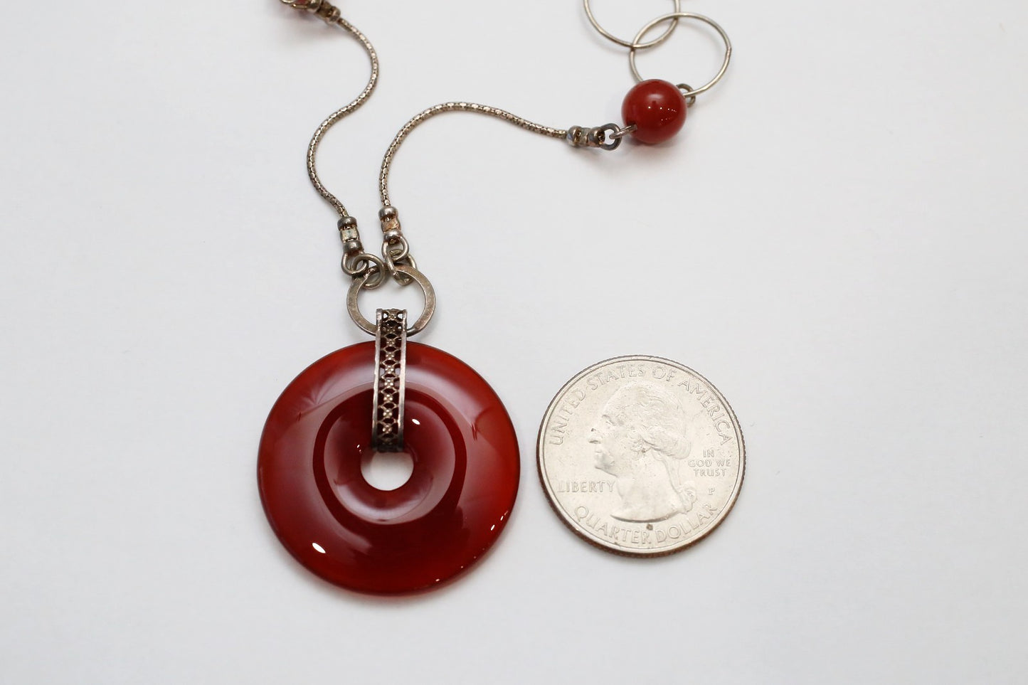 Vintage Magnolia Sterling Silver Link Necklace, 17 inches - 13.7g