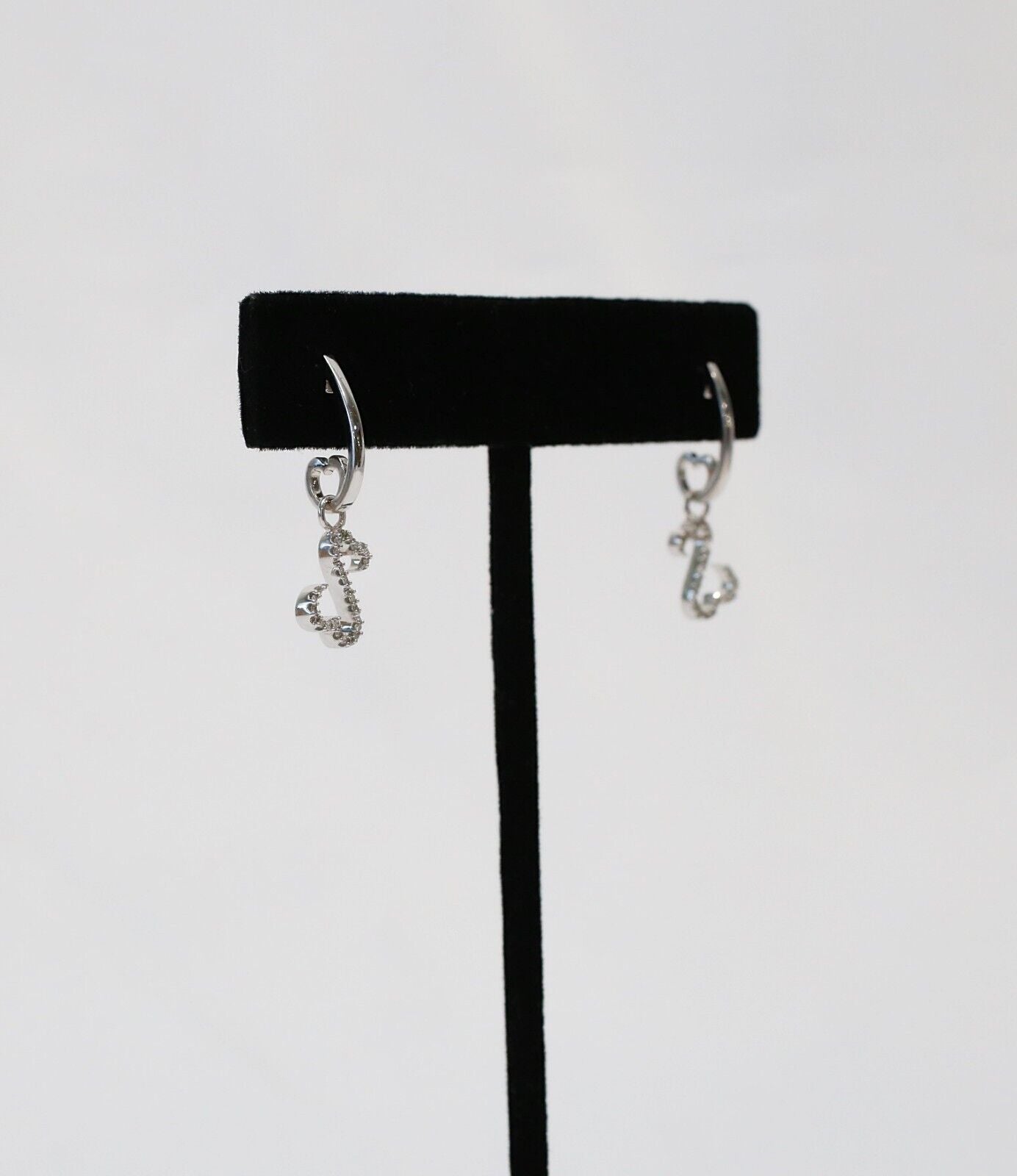 14k White Gold Diamond Open Heart Dangle Earrings, 2.9g