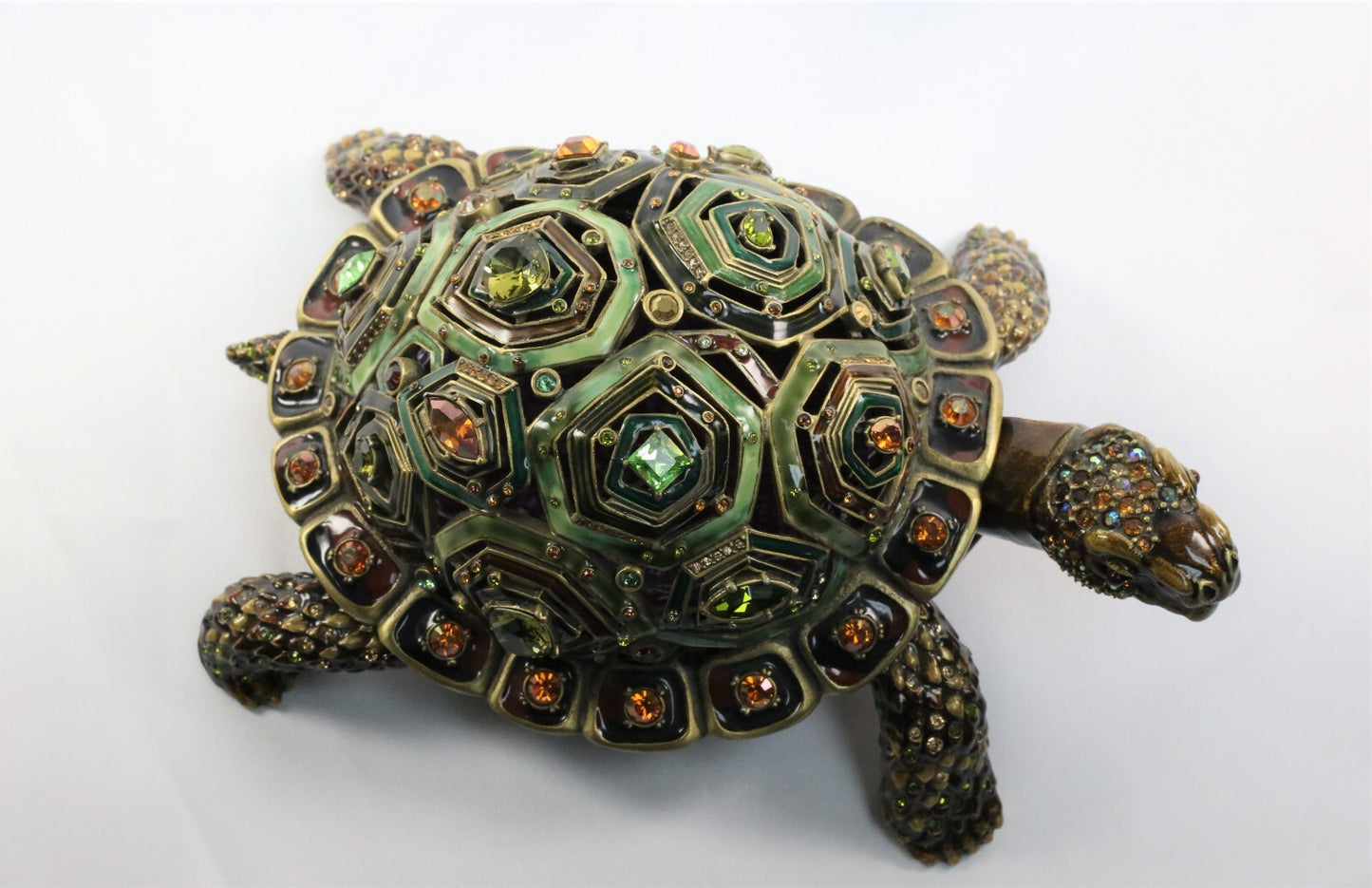 Jay Strongwater Large Turtle Trinket Box with Swarovski Crystals