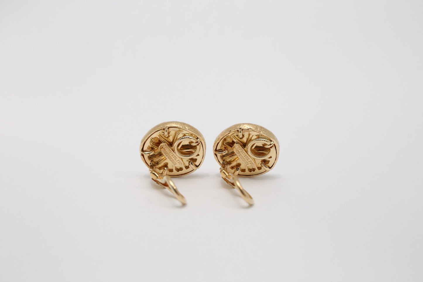 Tiffany & Co Schlumberger 18k Yellow Gold Sand Dollar Button Clip On Earrings, 15.2g