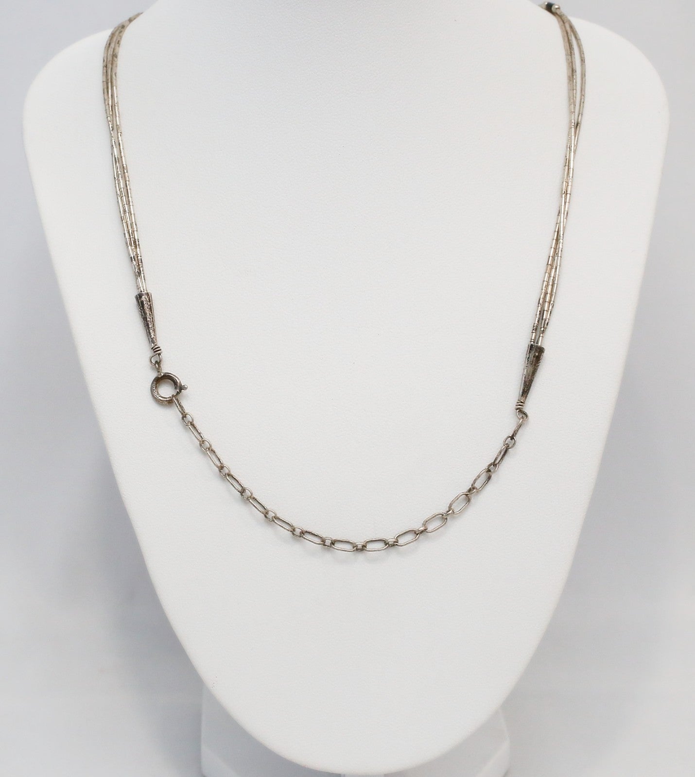 Sterling Silver Multi-Strand Beaded Lariat Necklace, 19 inches - 11.5g