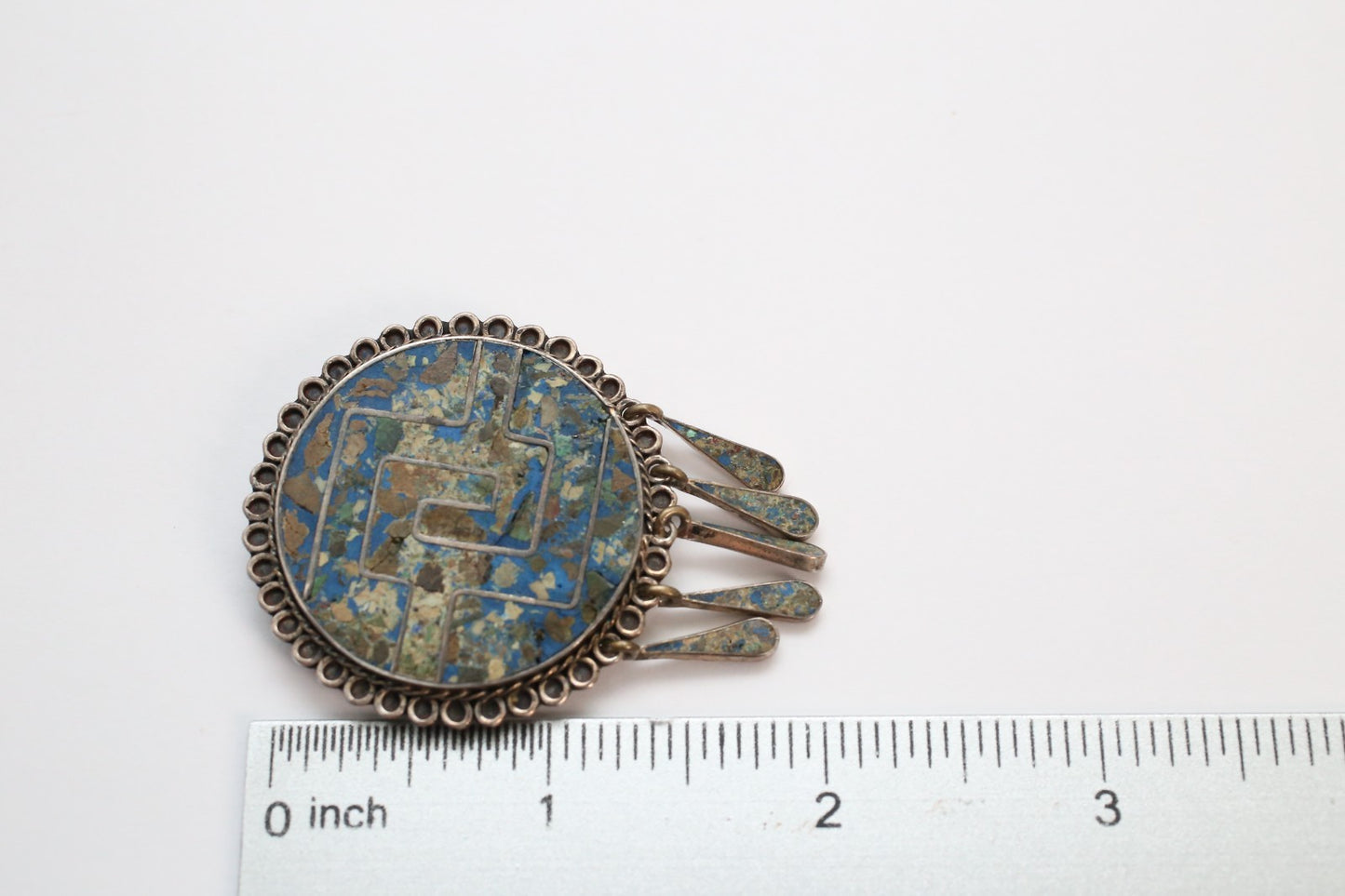 Vintage Taxco Sterling Silver Mosaic Pendant/Brooch, 12.1g