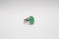 14k White Gold Imperial Jade & Diamond Ring, Size 6.75 - 9.0g