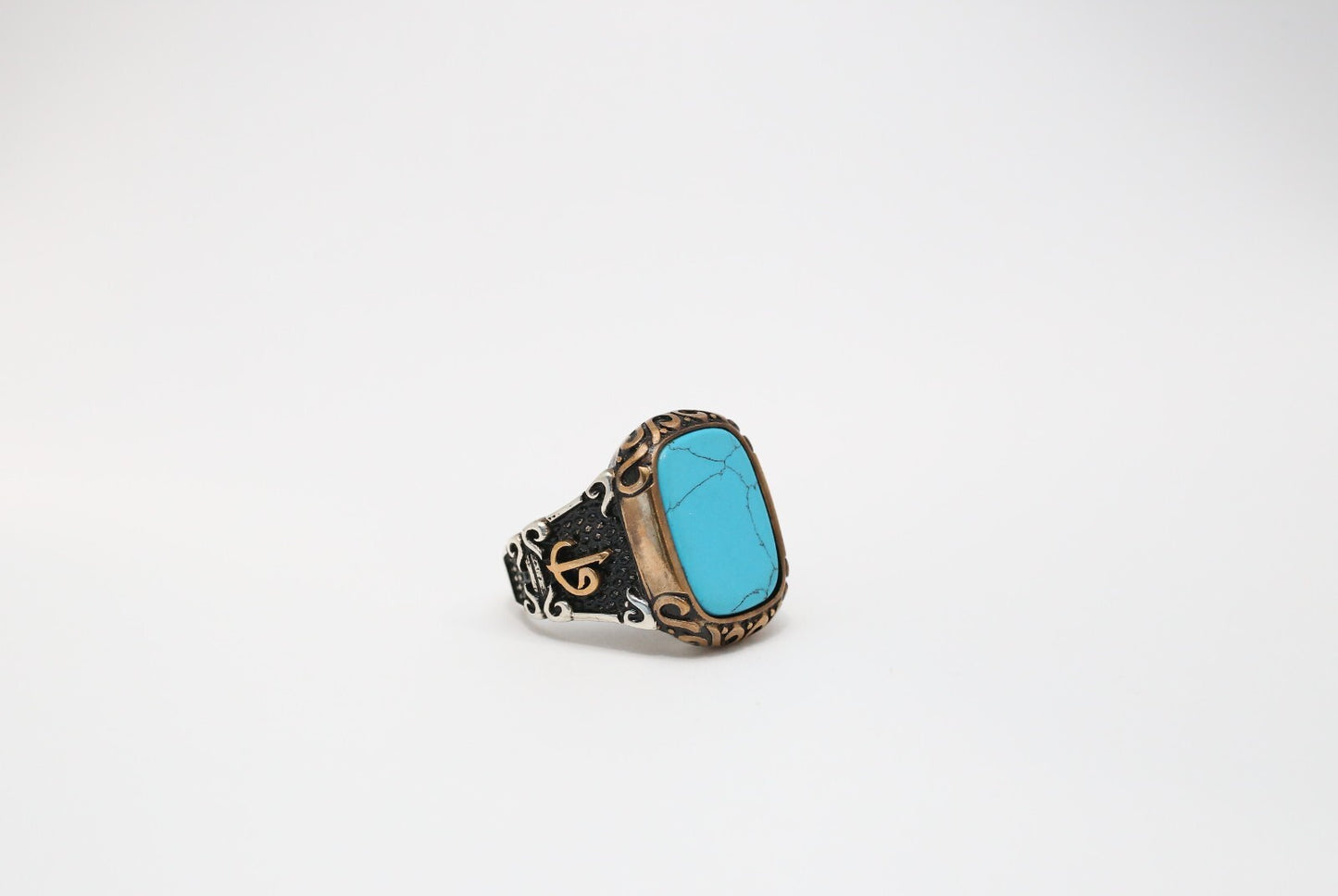 Vintage Sterling Silver Turquoise Ring, Size 11.5 - 15.5g