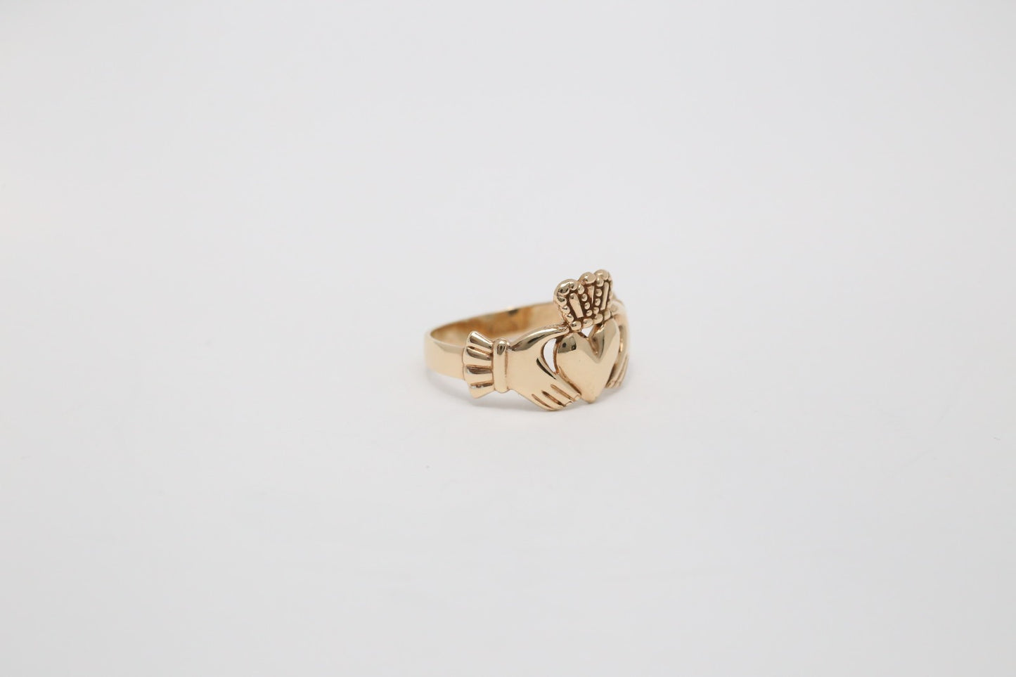 9k Yellow Gold Claddagh Ring, Size 12 - 5.1g