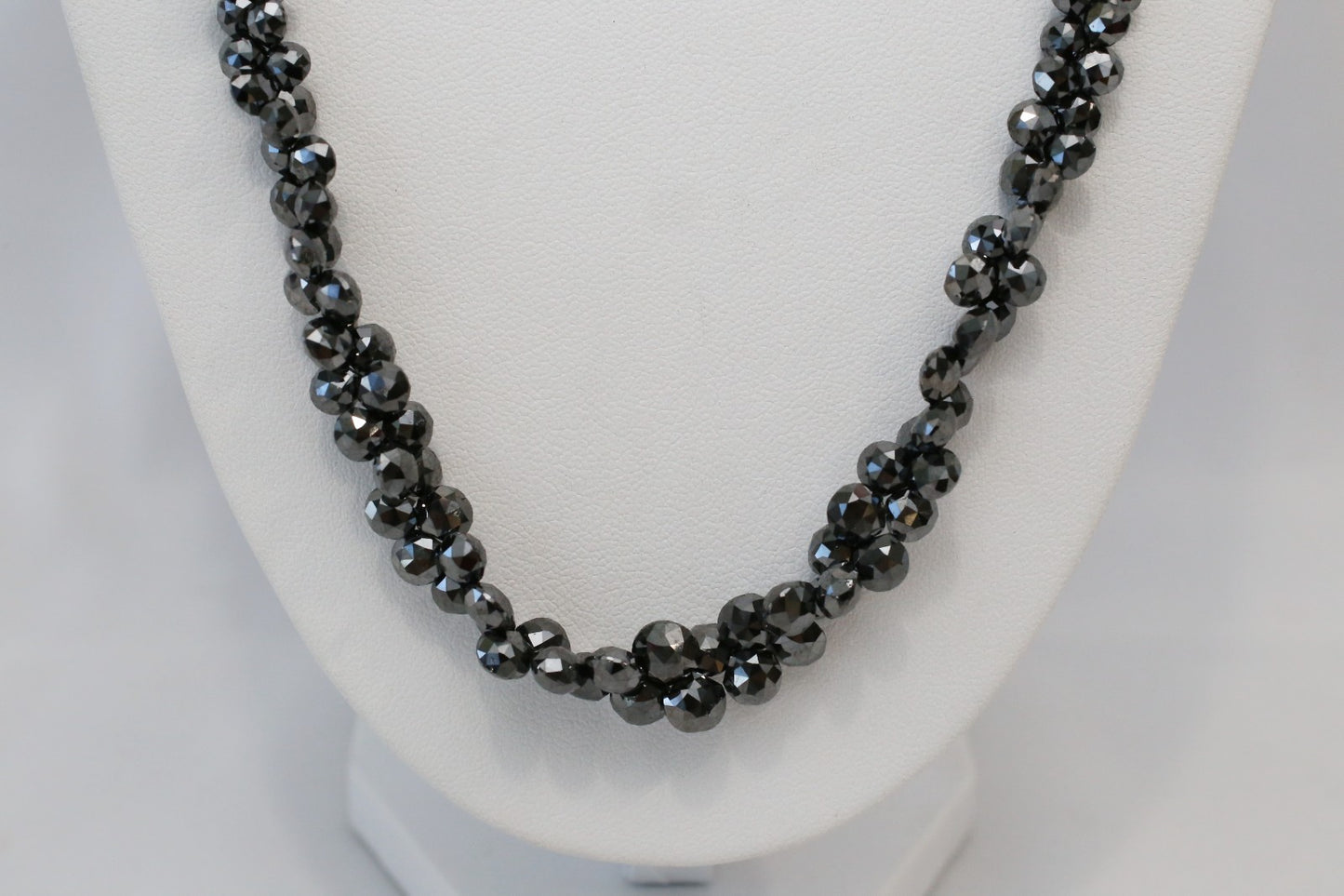 18k White Gold Black Hematite Cluster Necklace, 19 inches - 28.4g