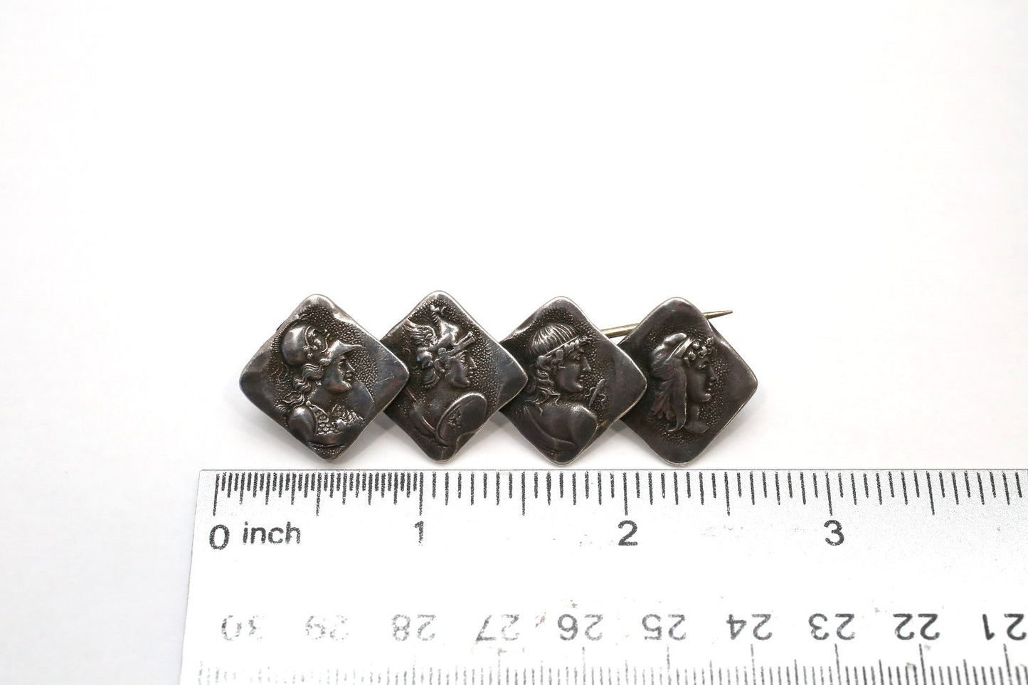 Vintage Sterling Silver Classical Portrait Panel Brooch, 12.7g