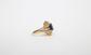 14k Yellow Gold Sapphire & Diamond Cocktail Ring, Size 10 - 5.8g