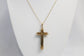 18k Yellow Gold Green Jade Cross Pendant Necklace, 18 inches - 8.1g