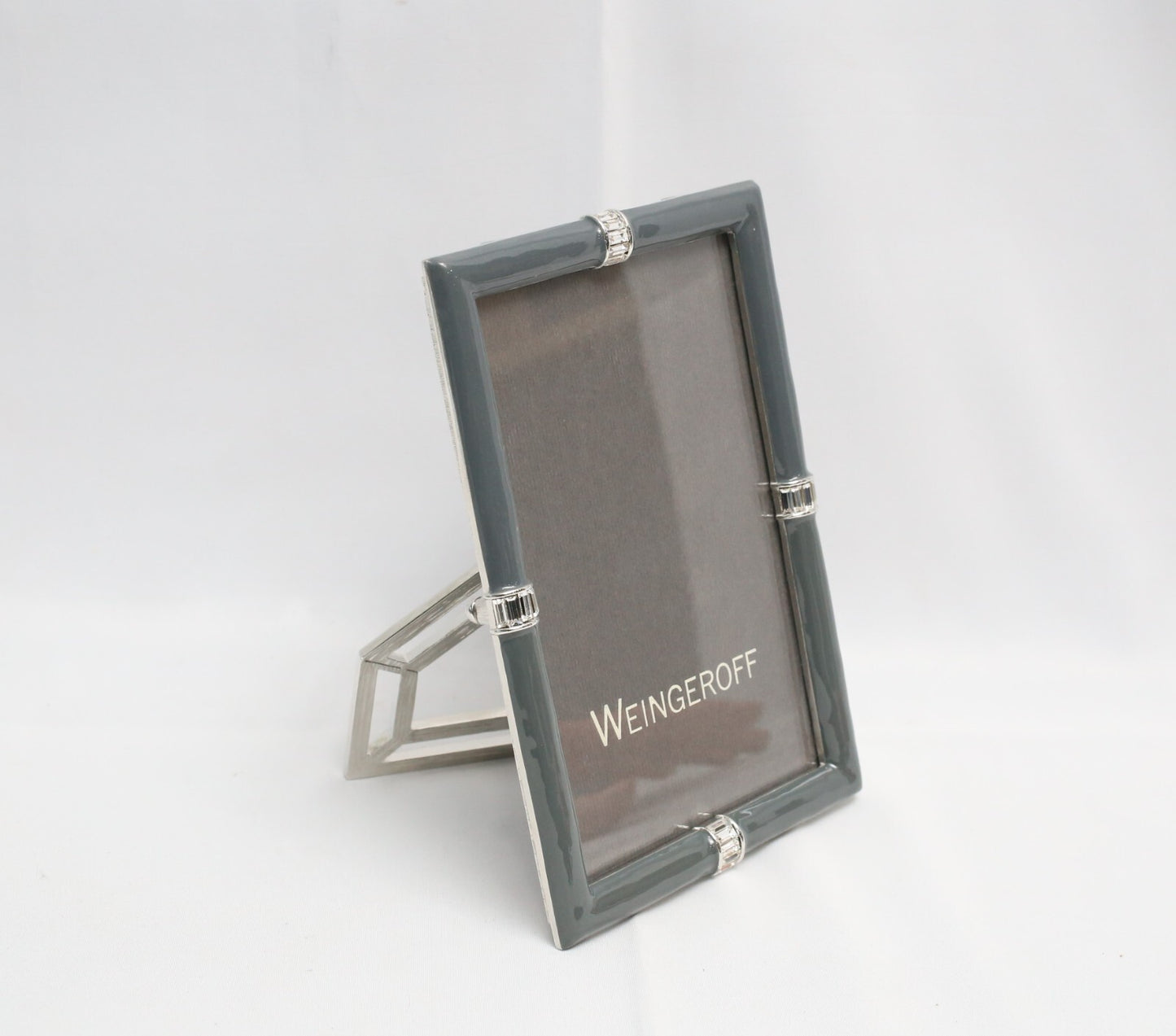Weingeroff Gray Enamel 4.5in x 6.5in Picture Frame w/ Swarovski Crystals