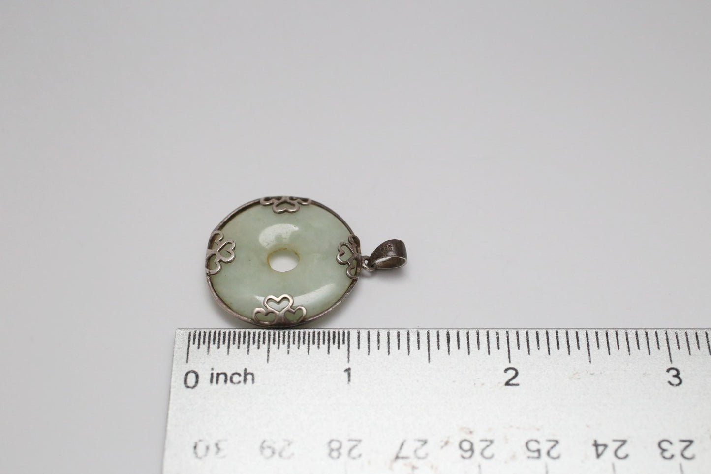 Sterling Silver Jade Disc Pendant, 6.1g