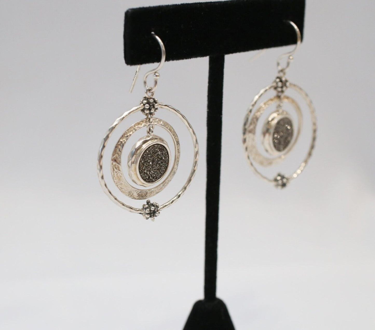 Michael Dawkins Sterling Silver Dangle Tri-Circle Earrings, 11.7g