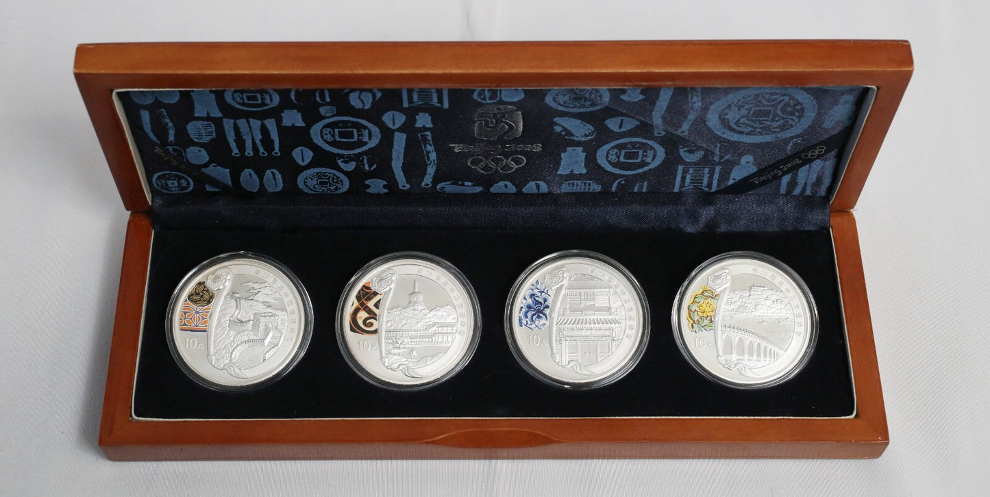 China 2008 Beijing Olympic Series I Silver Coin 4pc Set with Box & COA