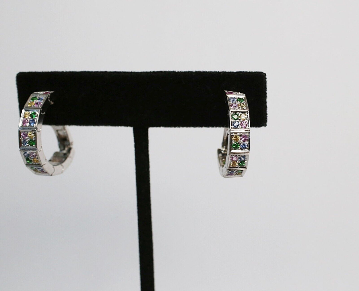 18k White Gold Multi-Gemstone Ring Size 6.5 & Earring Set, 19.5g