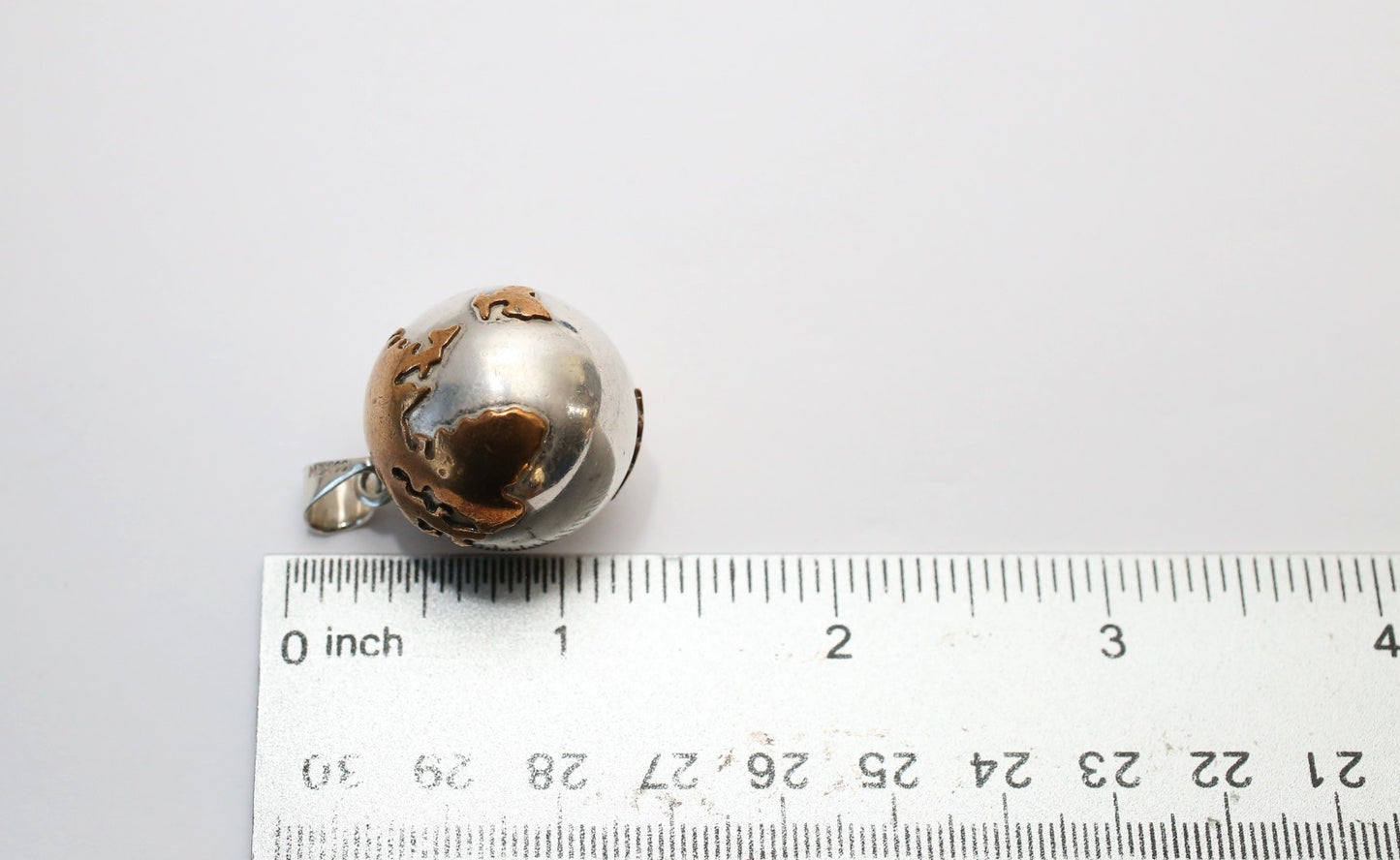 Vintage Sterling Silver Globe Pendant with Bell, 19.1g