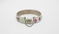 Vintage Sterling Silver Floral Enamel Hinge Bangle, 7.5 inches - 23.8g