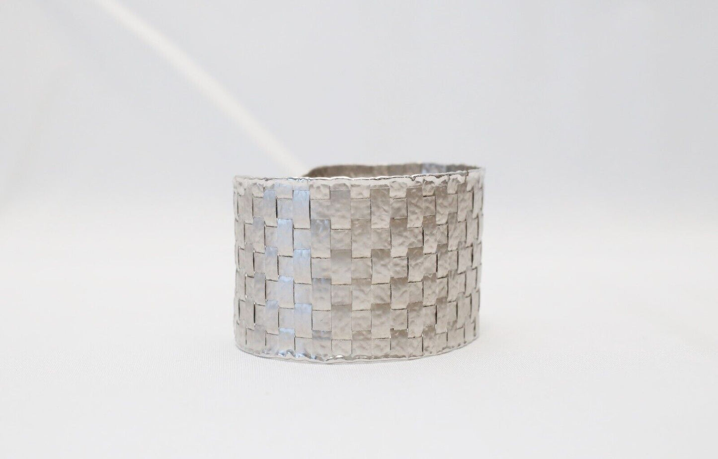 Pomi 18k White Gold Woven Cuff Bracelet, 7.5inches - 26.1g