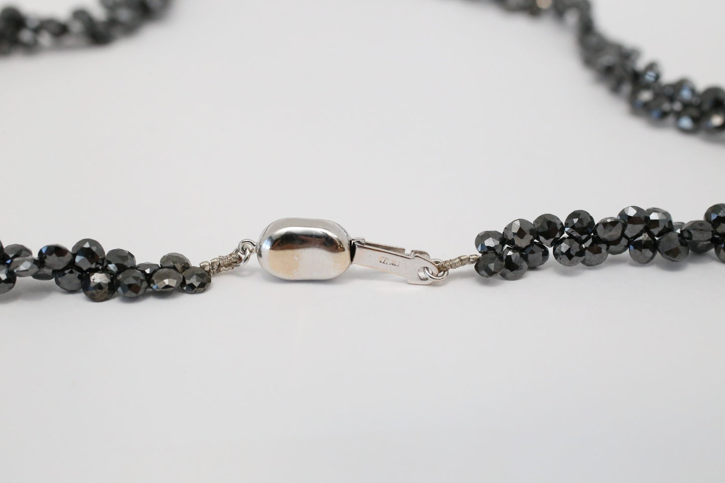 18k White Gold Black Hematite Cluster Necklace, 19 inches - 28.4g