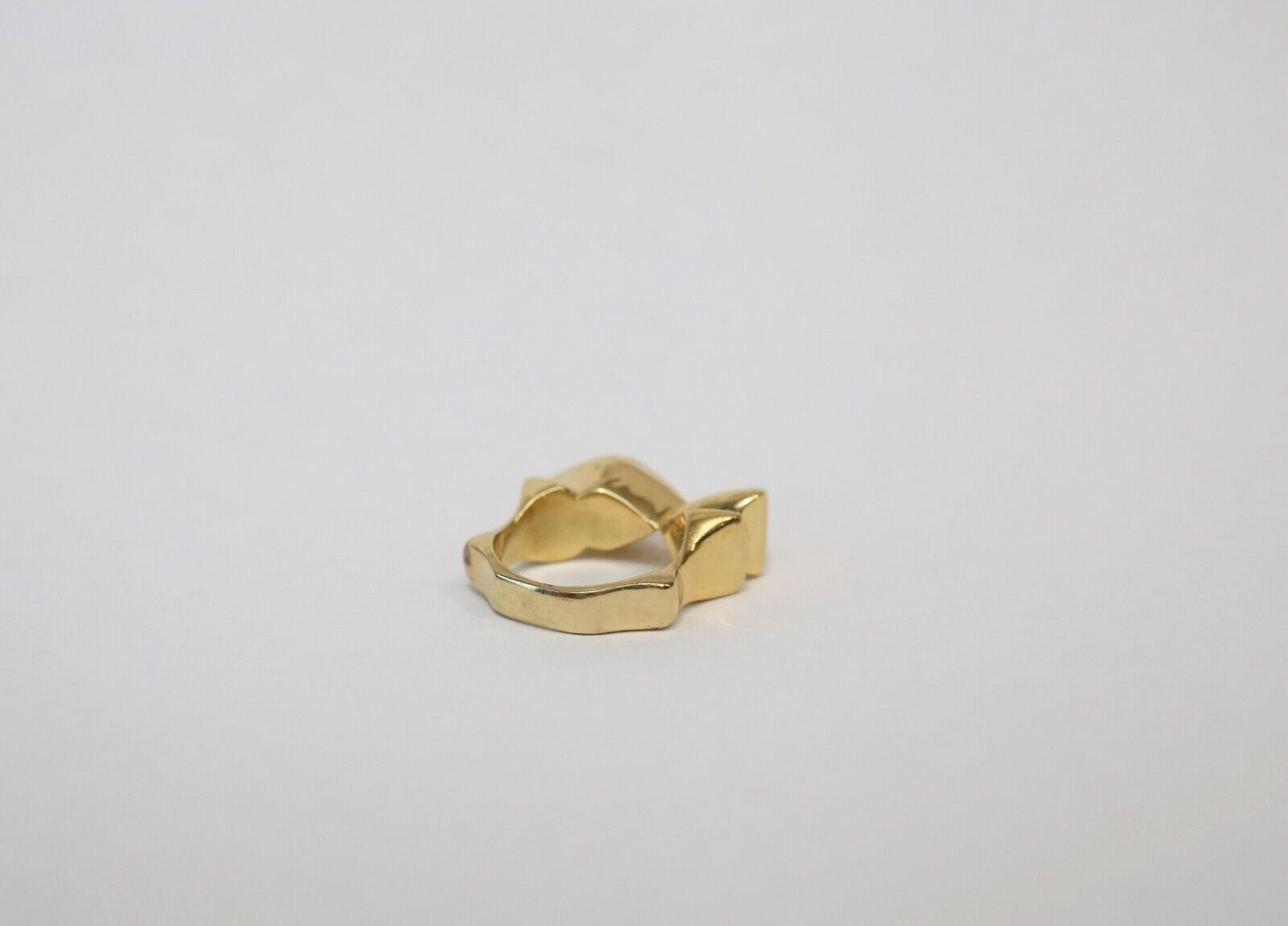 18k Tri-Gold Unique Asymmetrical Ring, Size 6.75 - 11.3g