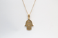 14k Yellow Gold Hamsa Hand Pendant, 4.0g