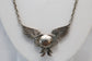 Vintage Sterling Silver Harley Davidson Winged Locket Necklace, 17 inches - 17.5g