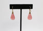 18k Yellow Gold Rose Quartz Dangle Drop Earrings, 7.7g